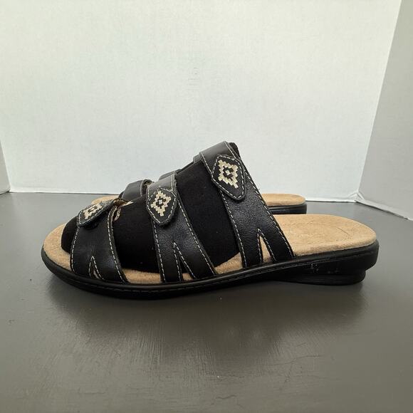 Naturalizer Kane Women’s Sandal‎ Black Leather With Ivory Stitching 7.5M - Picture 6 of 16